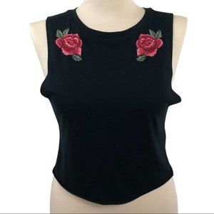 Garage Rose Cropped Midi Muscle Tank S NWT Black